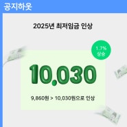 2025년 최저임금 인상 (시급 1만 30원)