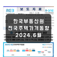 전국주택가격동향: 한국부동산원 24년 6월