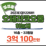 대구북구칠성동 아파트 경매 오페라코오롱하늘채 33평형 실거래 정보
