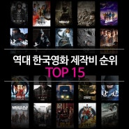 역대 한국영화 제작비 순위 TOP 15 (2024년 7월 기준)