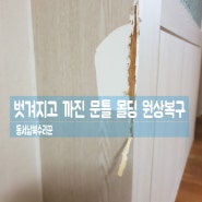 고양이가 긁어 벗겨지고 까진 문틀 몰딩 복원 수리