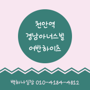 천안역 경남 아너스빌 신규분양 정보 안내