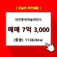 대연동 대연롯데캐슬레전드 아파트 126동 113B/84㎡ 매매(중/21층)