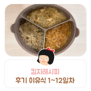 킴지 Recipe* 이유식 기록🍚 후기 1단계 1~12일차 (차조/미역/밤/팽이버섯/밥전/분유빵) 죽이유식으로 변경ෆ