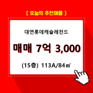 대연동 대연롯데캐슬레전드 아파트 123동 113A/84㎡ 매매(15/23층)