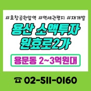 용산 재개발 소액투자 원효로2가 신속통합기획될까 (공공재개발 반대)