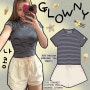 나콩의 OOTD : GLOWNY 셋업⋆⁺₊⋆♥ 90S RAGLAN STRIPED TEE , G CLASSIC COTTON TWILL SHORTS 코디,리뷰💫