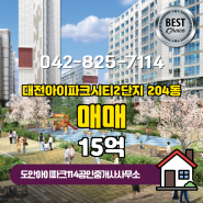 도안아이파크114공인중개사사무소 추천매물 대전아이파크시티2단지 204동 매매 15억