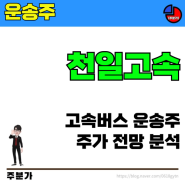 [종목분석] 운송주 천일고속 사업 주가 동향분석 전망까지