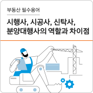 부동산 필수용어! 시행사, 시공사, 신탁사, 분양대행사의 역할과 차이점