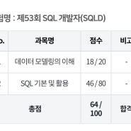 제 53회 SQLD 개발자 합격 수기 비전공자 2주 독학