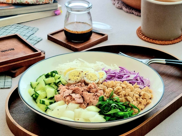 참치 포케 만들기 다이어트 귀리밥 참치 샐러드 포케 소스 오리엔탈 드레싱 레시피 : 네이버 블로그