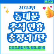 2024년 동대문 추석 연휴 총정리 1탄 (디오트, 종합시장, 평화시장 등)