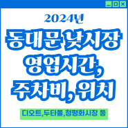 2024 동대문 낮 시장 영업시간,주차비용,위치 완벽 정리! (디오트,두타몰,청평화시장 등)