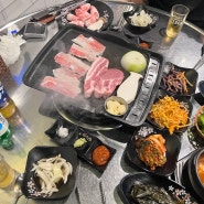 전주 삼겹살 맛집 하가지구 금정돼지 A세트 삼겹, 목살, 대패