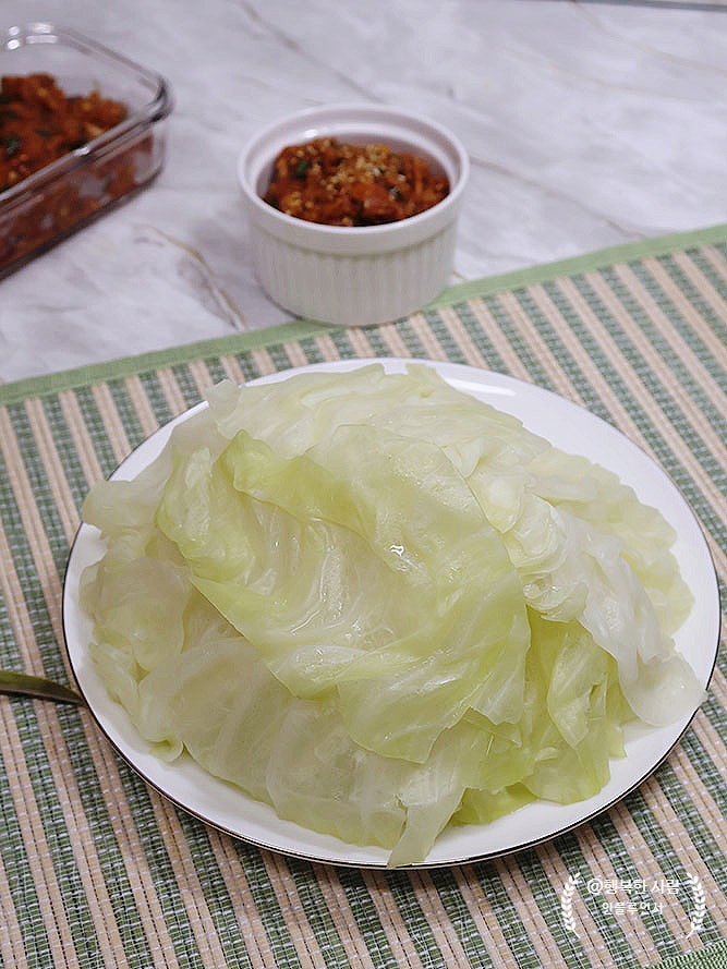 양배추쌈 양배추찜 양배추 찌기 찌는법 찌는시간 양배추 세척 씻는법 양념장 만들기 : 네이버 블로그