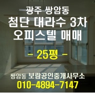 급매)광주 첨단 25평 주거용 오피스텔 매매합니다. 첨단대라수3차 25평