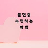 불면증 숙면하는 방법