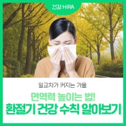 가을 환절기 면역력 높이는 법! 자주 발생하는 질병과 건강수칙 알아보기