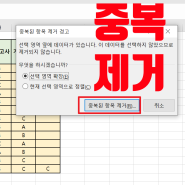 엑셀 중복값 삭제 함수 안쓰고 간단하게 삭제 방법