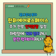 한화에어로스페이스 주가 인적분할 전망, 하락장에 거래정지 완전 럭키비키자나