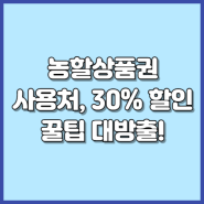 농할상품권 30% 할인혜택 초간단 가이드, 사용처 구매 발행일정까지!