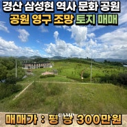 【경산 토지매매】 삼성현역사문화공원 입구 공원 영구조망 토목공사 완료된 토지 매매