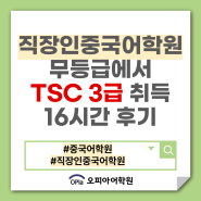 직장인중국어학원 TSC 3급 취득 - 무등급, 16시간 후기