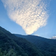 지리산에 저녁구름이 반달과 놀러 왔네요.