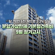 ㎡당 210만 6천 원으로 3.3% 상승, 분양가상한제 기본형건축비 9월 정기고시