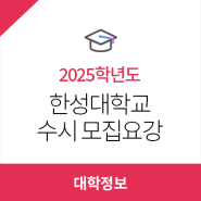 2025학년도 한성대학교 수시 전형요약 및 주요 변경사항, 트랙 소개 등