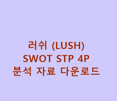 러쉬 LUSH SWOT,STP분석과 마케팅믹스 4P전략 분석 및 러쉬 LUSH 성공요인과 향후 마케팅전략 제언 다운로드 ...