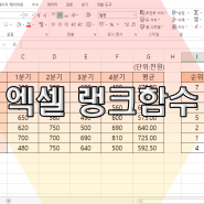 엑셀 랭크함수 사용해서 순위 매기기