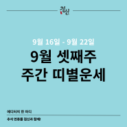 [점신][2024년 9월 주간 띠별운세] 9월 16일 ~ 9월 22일