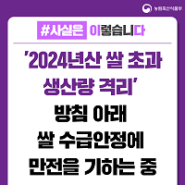 ‘2024년산 쌀 초과 생산량 격리’ 방침 아래 쌀 수급안정에 만전을 기하는 중