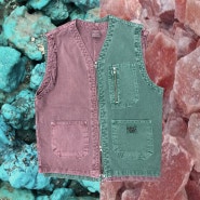 Unalloyed®︎ DYED ZIP CARGO VEST #어널로이드 #워싱베스트 #워싱조끼 #다잉베스트 #집업베스트 #카고베스트 #카고