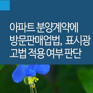 아파트 분양계약에 방문판매업법과 표시광고법 등이 적용되는지 여부 등