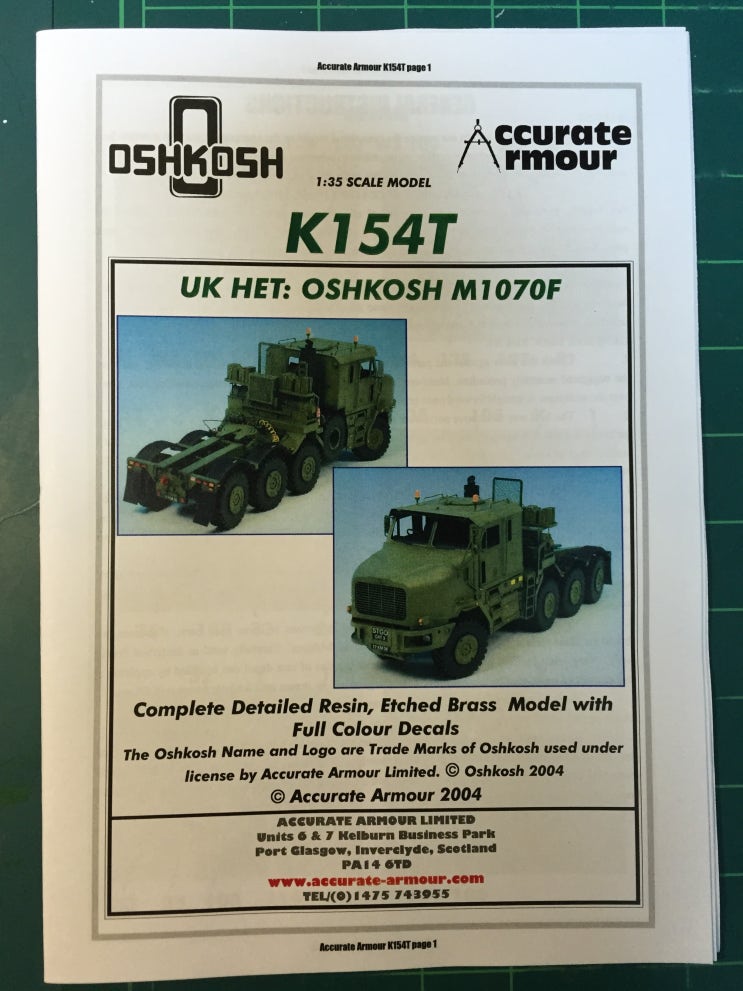 Accurate Armour M1070F w/King GTS 100 7 Axle Trailer 설명서 : 네이버 블로그