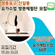 서울시 영등포구 신길동 요가체험수업 60분 방문체험단을 모집합니다. '요가즈나나'