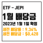 [ETF 배당] 24년 1월 JEPI 배당금 : 세전 9.34% $0.42781 / 세후 7.94% 0.36364$