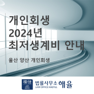 [울산 양산 개인회생] 2024년 최저생계비