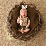 김해 아기 뉴본 사진 - 토끼 바구니
