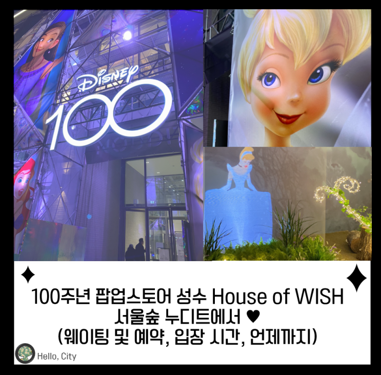 디즈니 100주년 팝업스토어 성수 House Of Wish 서울숲 누디트에서 ♥ 웨이팅 및 예약 입장 시간 언제까지