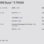 ASUS TUF Gaming A16 노트북에 탑재된 AMD Ryzen 9 7940HX 'Dragon Range' 16코어 CPU 공개