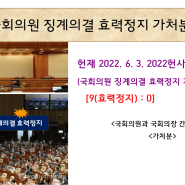 (brief) 헌재 2022. 6. 3. 2022헌사448 (국회의원 징계의결 효력정지 가처분 사건)(9인 인용)