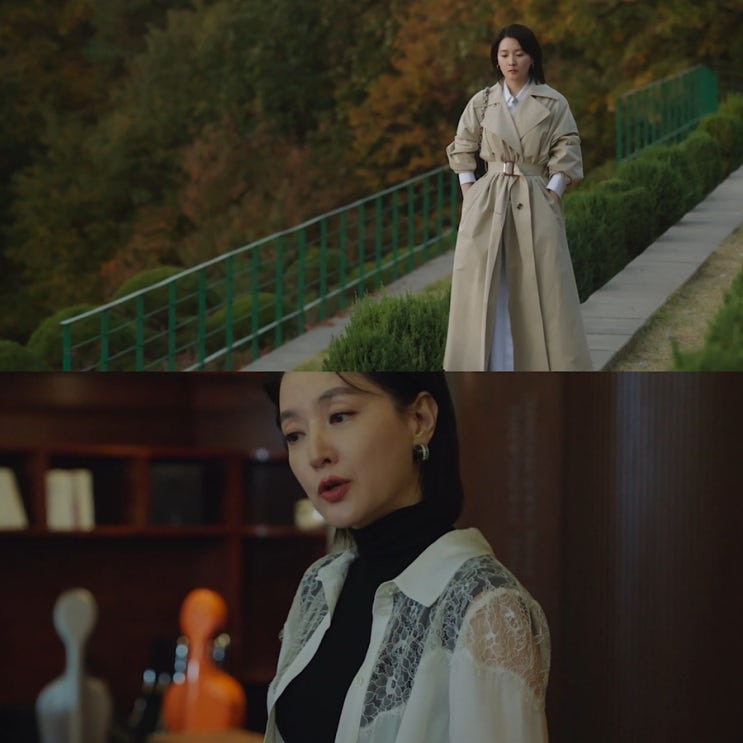 마에스트라 12화 이영애(차세음) 옷 패션 트렌치 코트 알렉산더 맥퀸 가방 블라우스 정보 : 네이버 블로그