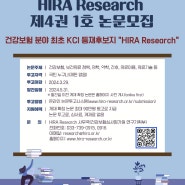HIRA Research 제4권 1호 논문모집
