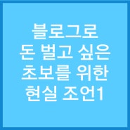 블로그로 돈 벌고 싶은 초보를 위한 현실 조언 1