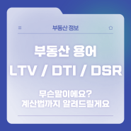 LTV DTI DSR 계산기 뜻 : 부동산 용어정리(주택담보대출)