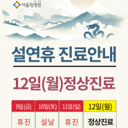 어울림병원 설 연휴 대체공휴일(13일) 정상진료 / 영등포정형외과